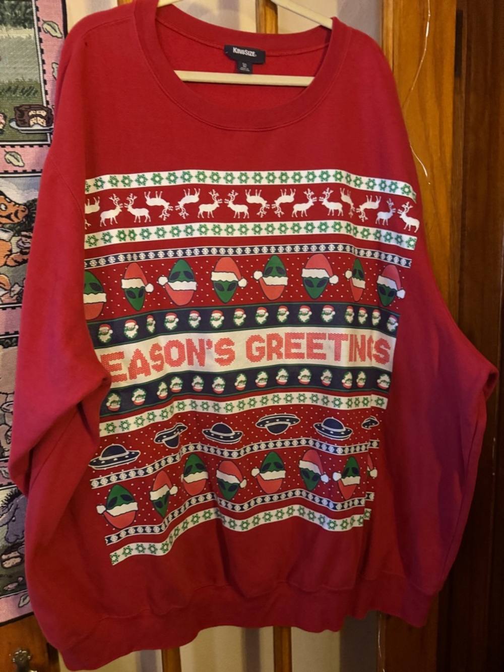 Red 'Season's Greetings' Crewneck Holiday Sweater
